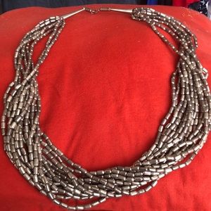 Vintage 25 inch 8 strand statement silver Necklace
